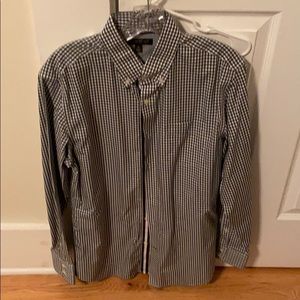 Banana Republic Button Down Dark Green Striped